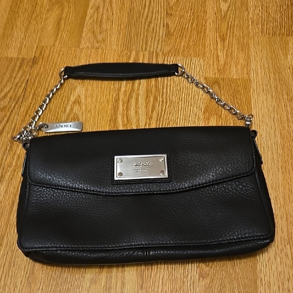 DKNY Black Leather Chain Shoulder Bag